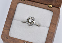 Load image into Gallery viewer, 18K 0.65 Ctw Natural Diamond Flower Engagement Ring White Gold
