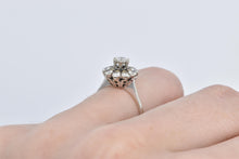 Load image into Gallery viewer, 18K 0.65 Ctw Natural Diamond Flower Engagement Ring White Gold