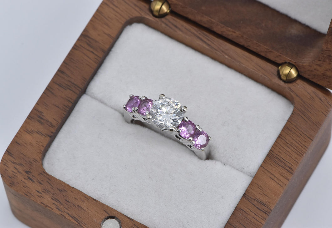 18K 2.20 Ctw Natural Diamond Sapphire Engagement Ring White Gold