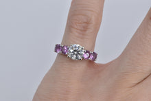 Load image into Gallery viewer, 18K 2.20 Ctw Natural Diamond Sapphire Engagement Ring White Gold