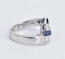 Load image into Gallery viewer, 14K 1.21 Ctw Natural Diamond Sapphire Slanted Band Ring White Gold