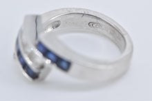 Load image into Gallery viewer, 14K 1.21 Ctw Natural Diamond Sapphire Slanted Band Ring White Gold