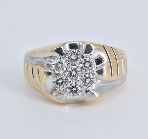 14K 0.75 Ctw Natural Diamond Cluster Graduated Ring Yellow Gold