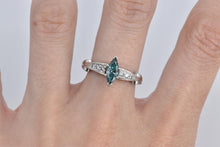 Load image into Gallery viewer, 14K 0.80 Ctw Marquise Blue Diamond Engagement Ring White Gold
