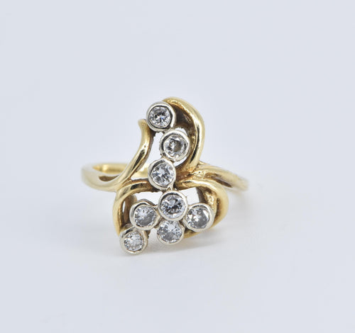 14K 0.25 Ctw Natural Diamond Vintage Cluster Ring Yellow Gold