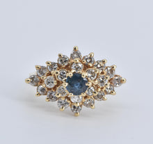 Load image into Gallery viewer, 14K 1.10 Ctw Natural Sapphire Diamond Cluster Ring Yellow Gold