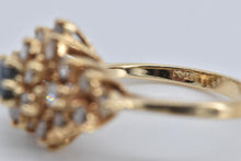 Load image into Gallery viewer, 14K 1.10 Ctw Natural Sapphire Diamond Cluster Ring Yellow Gold