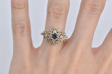 Load image into Gallery viewer, 14K 1.10 Ctw Natural Sapphire Diamond Cluster Ring Yellow Gold