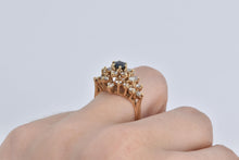 Load image into Gallery viewer, 14K 1.10 Ctw Natural Sapphire Diamond Cluster Ring Yellow Gold