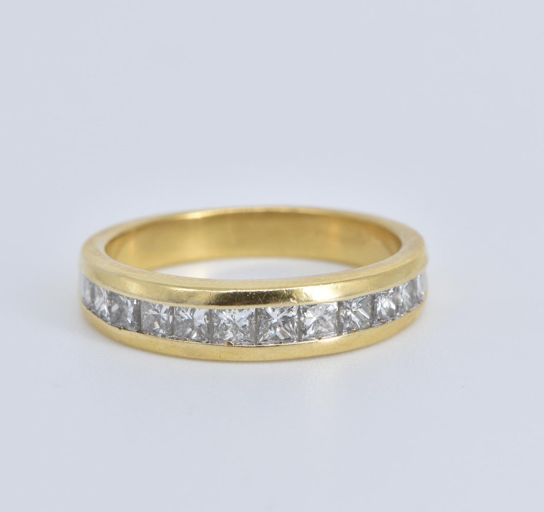 14K 1.00 Ctw Princess Natural Diamond Wedding Band Ring Yellow Gold