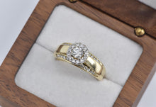 Load image into Gallery viewer, 14K 0.74 Ctw Diamond Halo Cathedral Engagement Ring Yellow Gold