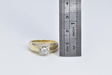 Load image into Gallery viewer, 14K 0.74 Ctw Diamond Halo Cathedral Engagement Ring Yellow Gold