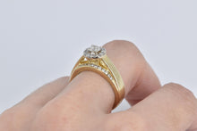 Load image into Gallery viewer, 14K 0.74 Ctw Diamond Halo Cathedral Engagement Ring Yellow Gold