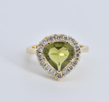 Load image into Gallery viewer, 14K 2.50 Ctw Natural Pear Peridot Diamond Halo Ring Yellow Gold