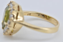 Load image into Gallery viewer, 14K 2.50 Ctw Natural Pear Peridot Diamond Halo Ring Yellow Gold