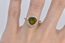 Load image into Gallery viewer, 14K 2.50 Ctw Natural Pear Peridot Diamond Halo Ring Yellow Gold