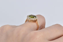 Load image into Gallery viewer, 14K 2.50 Ctw Natural Pear Peridot Diamond Halo Ring Yellow Gold