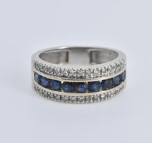 Load image into Gallery viewer, 14K 0.75 Ctw Natural Sapphire Diamond Band Ring White Gold
