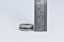Load image into Gallery viewer, 14K 0.75 Ctw Natural Sapphire Diamond Band Ring White Gold