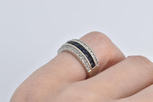 Load image into Gallery viewer, 14K 0.75 Ctw Natural Sapphire Diamond Band Ring White Gold