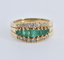 Load image into Gallery viewer, 14K 1.10 Ctw Natural Diamond Syn. Emerald Band Ring Yellow Gold