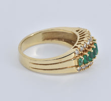 Load image into Gallery viewer, 14K 1.10 Ctw Natural Diamond Syn. Emerald Band Ring Yellow Gold