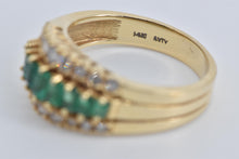 Load image into Gallery viewer, 14K 1.10 Ctw Natural Diamond Syn. Emerald Band Ring Yellow Gold