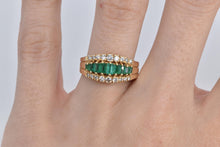Load image into Gallery viewer, 14K 1.10 Ctw Natural Diamond Syn. Emerald Band Ring Yellow Gold