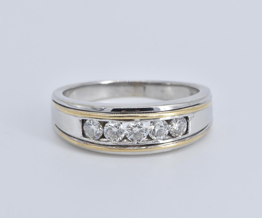 10K 0.75 Ctw Two Tone Natural Diamond Wedding Ring White Gold