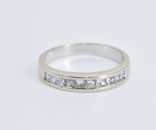 18K 0.75 Ctw Princess Natural Diamond Wedding Band Ring White Gold