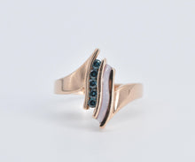 Load image into Gallery viewer, 14K 0.15 Ctw Blue Diamond Mother of Pearl Wavy Ring Rose Gold