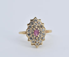 Load image into Gallery viewer, 14K 1.16 Ctw Pink Sapphire Natural Diamond Cluster Ring Yellow Gold
