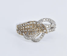 Load image into Gallery viewer, 14K 0.65 Ctw Natural Cognac &amp; White Diamond Pave Ring White Gold