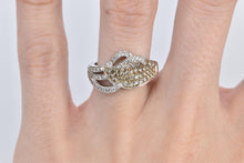 Load image into Gallery viewer, 14K 0.65 Ctw Natural Cognac &amp; White Diamond Pave Ring White Gold