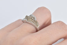 Load image into Gallery viewer, 14K 0.65 Ctw Natural Cognac &amp; White Diamond Pave Ring White Gold