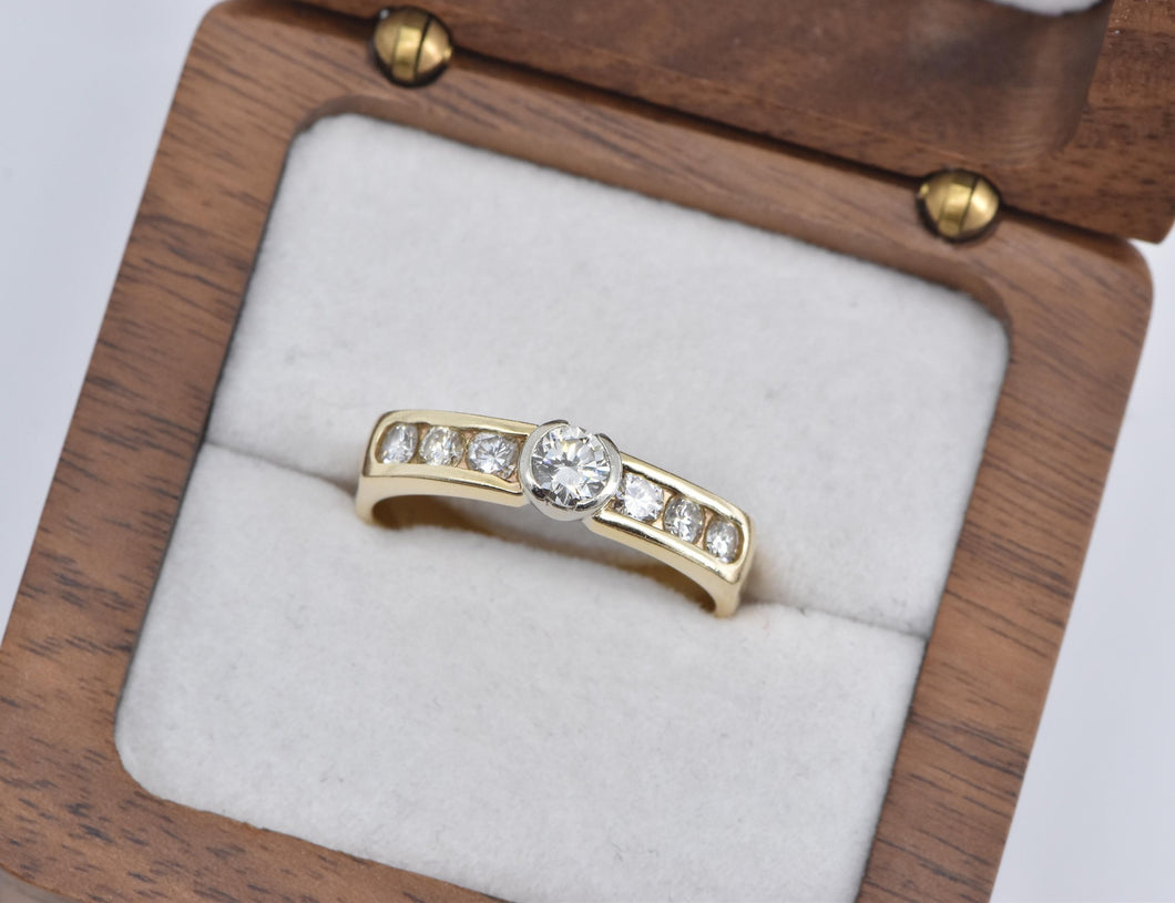 14K 0.91 Ctw Natural Diamond Classic Engagement Ring Yellow Gold