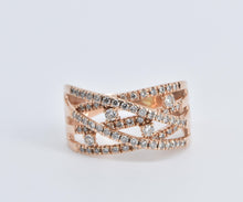 Load image into Gallery viewer, 14K 1.00 Ctw Natural Diamond Layered Statement Band Ring Rose Gold