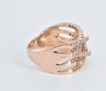 Load image into Gallery viewer, 14K 1.00 Ctw Natural Diamond Layered Statement Band Ring Rose Gold