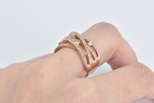Load image into Gallery viewer, 14K 1.00 Ctw Natural Diamond Layered Statement Band Ring Rose Gold