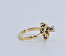 Load image into Gallery viewer, 14K 0.39 Ctw Natural Diamond Emerald Bow Ribbon Ring Yellow Gold