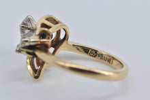 Load image into Gallery viewer, 14K 0.39 Ctw Natural Diamond Emerald Bow Ribbon Ring Yellow Gold