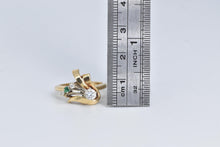 Load image into Gallery viewer, 14K 0.39 Ctw Natural Diamond Emerald Bow Ribbon Ring Yellow Gold