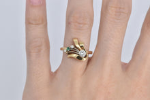 Load image into Gallery viewer, 14K 0.39 Ctw Natural Diamond Emerald Bow Ribbon Ring Yellow Gold