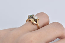 Load image into Gallery viewer, 14K 0.39 Ctw Natural Diamond Emerald Bow Ribbon Ring Yellow Gold