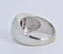 Load image into Gallery viewer, 14K 1.65 Ctw Oval Garnet Diamond Halo Statement Ring White Gold