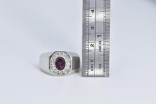 Load image into Gallery viewer, 14K 1.65 Ctw Oval Garnet Diamond Halo Statement Ring White Gold