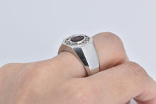 Load image into Gallery viewer, 14K 1.65 Ctw Oval Garnet Diamond Halo Statement Ring White Gold