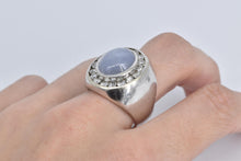 Load image into Gallery viewer, 14K 11.10 Ctw Blue Star Sapphire Natural Diamond Ring White Gold