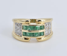 Load image into Gallery viewer, 14K 1.35 Ctw Natural Emerald Diamond Statement Ring Yellow Gold