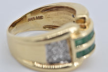 Load image into Gallery viewer, 14K 1.35 Ctw Natural Emerald Diamond Statement Ring Yellow Gold